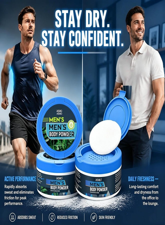 AOAO Body Powder for Men, Talc Free Ball Powder for Men, Anti-Chafing & Body Odor Eliminator, Mens Powder for Groin Area Sweat Absorb, Aloe & Zinc Oxide For Soft Soothing & Protect Skin, 5oz Travel Size - Image 2