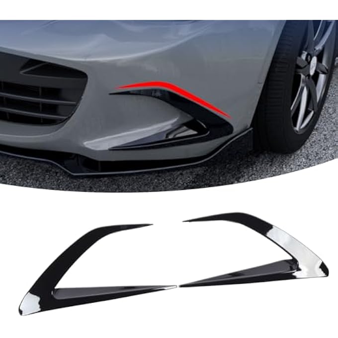 Luocute 1 Pair Auto Front Air Vent Splitter, Enhanced Aerodynamics Improved Downforce Easy Installation Front Bumper Air Vent Trim, Replacement for MX-5 Miata ND 2016 and Later (Glossy Black) - Image 5