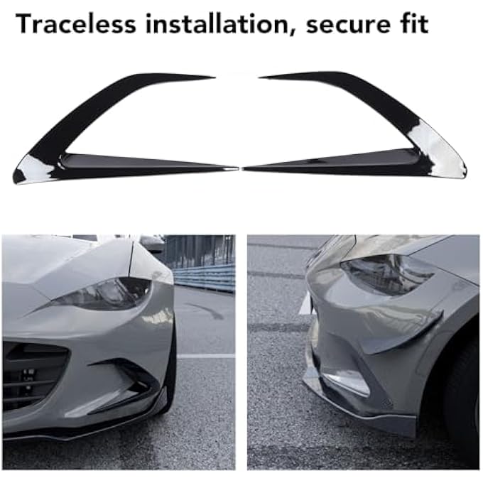 Luocute 1 Pair Auto Front Air Vent Splitter, Enhanced Aerodynamics Improved Downforce Easy Installation Front Bumper Air Vent Trim, Replacement for MX-5 Miata ND 2016 and Later (Glossy Black) - Image 4