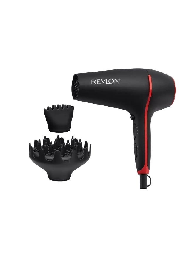 ريفلون سموذيستي مجفف شعر بقدرة 200 واط مدمج بزيت جوز الهند مع ناشر هواء لتكثيف الشعر باللون الأسود 22.5 × 9.8 × 27.5 سم، 281341 - Image 1