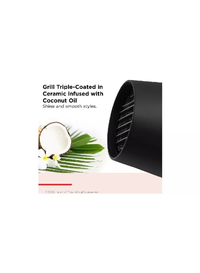 ريفلون سموذيستي مجفف شعر بقدرة 200 واط مدمج بزيت جوز الهند مع ناشر هواء لتكثيف الشعر باللون الأسود 22.5 × 9.8 × 27.5 سم، 281341 - Image 3