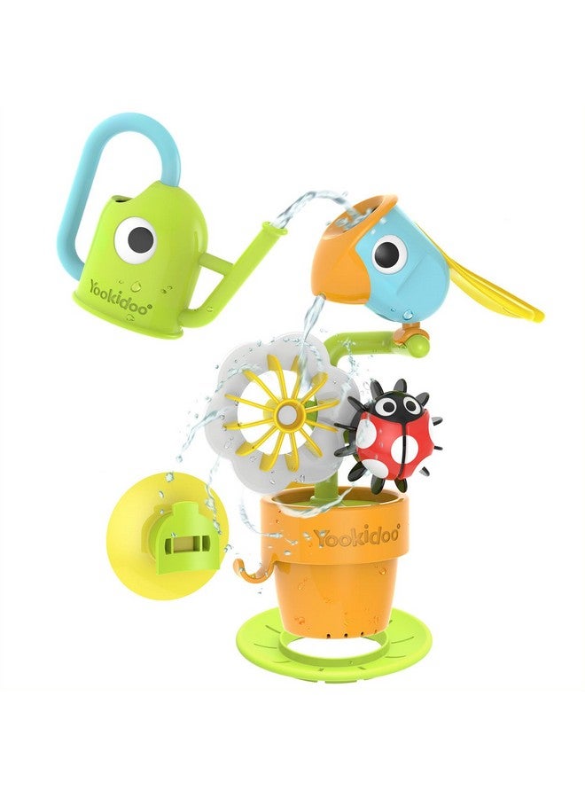 Yookidoo Yookidoo Watering Can Baby Bath Toy (Ages 1-3) Spinning Lady Bug & Tipping Bird Toy with 3 Moving Pieces (Mold Free) - Attaches to Tub Wall for Easy Toy Holder and Storage - for Toddler Bath Time  - Image 1