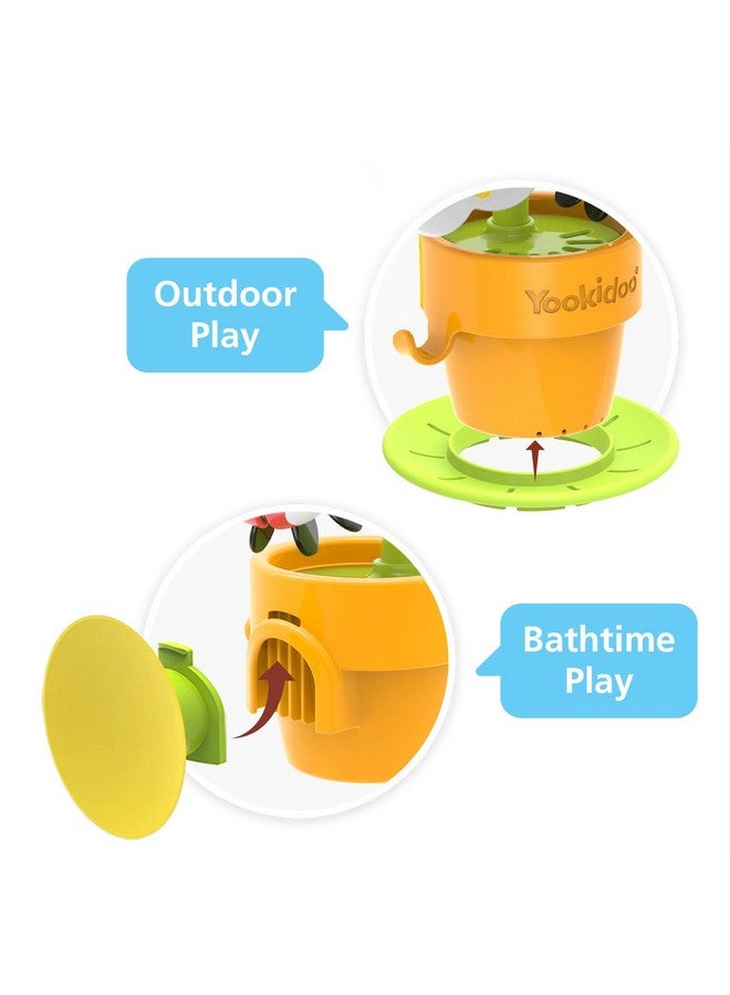 Yookidoo Yookidoo Watering Can Baby Bath Toy (Ages 1-3) Spinning Lady Bug & Tipping Bird Toy with 3 Moving Pieces (Mold Free) - Attaches to Tub Wall for Easy Toy Holder and Storage - for Toddler Bath Time  - Image 2