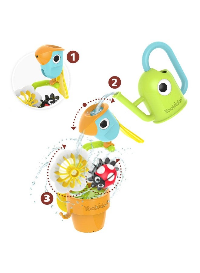 Yookidoo Yookidoo Watering Can Baby Bath Toy (Ages 1-3) Spinning Lady Bug & Tipping Bird Toy with 3 Moving Pieces (Mold Free) - Attaches to Tub Wall for Easy Toy Holder and Storage - for Toddler Bath Time  - Image 5