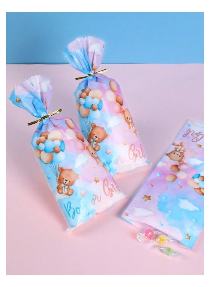 Gender Reveal Party Decorations Plastic Gift and Candy Bags for Baby Shower Parties 25 Pieces - Image 1