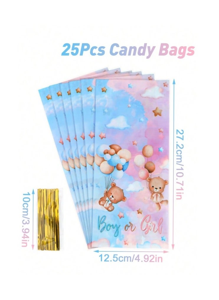 Gender Reveal Party Decorations Plastic Gift and Candy Bags for Baby Shower Parties 25 Pieces - Image 3
