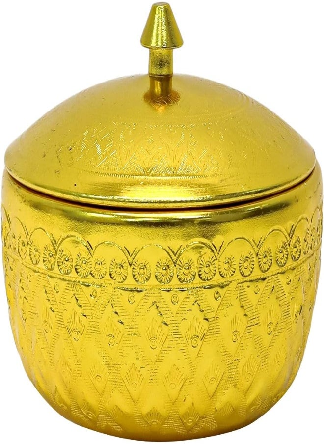 AKDC AKDC Decorative Aluminum Sugar Bowl/Box/Jar/Container/Pot With Lid, Unique Crystal Candy And Dry Fruits Bowl, Perfect For Home And Gift (10X8Cm) (Gold)  - Image 4