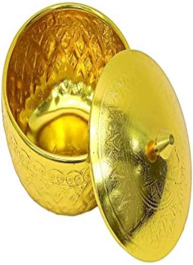 AKDC AKDC Decorative Aluminum Sugar Bowl/Box/Jar/Container/Pot With Lid, Unique Crystal Candy And Dry Fruits Bowl, Perfect For Home And Gift (10X8Cm) (Gold)  - Image 5