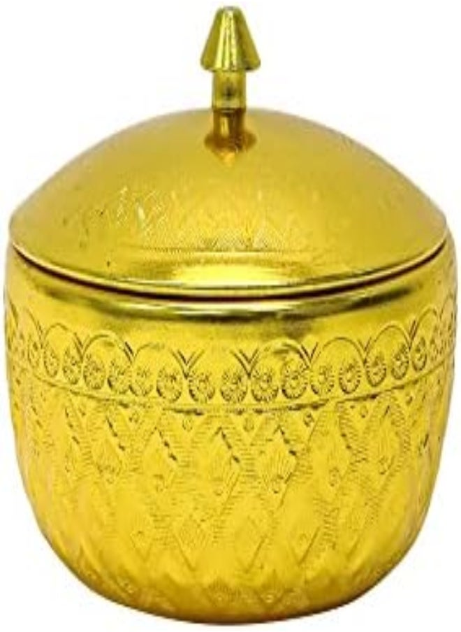 AKDC AKDC Decorative Aluminum Sugar Bowl/Box/Jar/Container/Pot With Lid, Unique Crystal Candy And Dry Fruits Bowl, Perfect For Home And Gift (10X8Cm) (Gold)  - Image 3