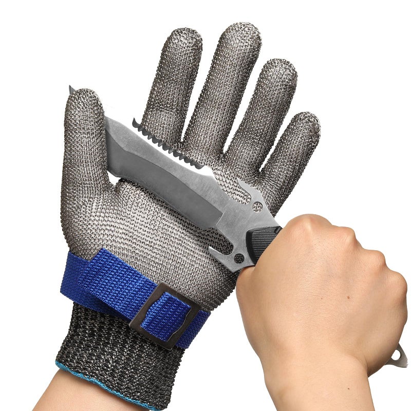 Schwer SlicePro ANSI A9 Cut Resistant Glove PR1706 Stainless Steel Mesh Metal Glove Food Grade for Kitchen Cooking Butcher Meat Cutting Oyster Shucking Mandoline NonPFAS L 1 PCS