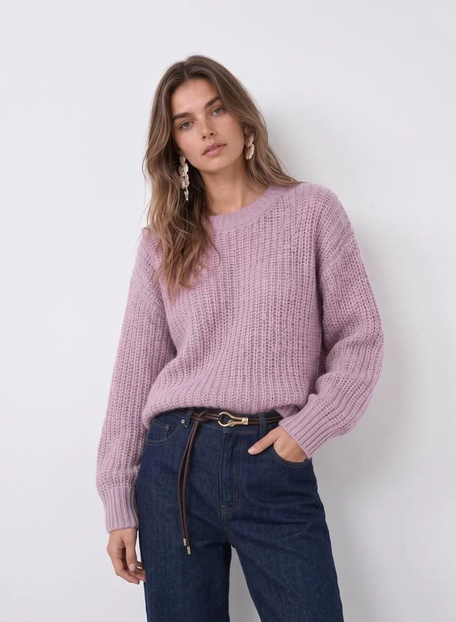 Styli Pink High Neck Chunky Knit Sweater