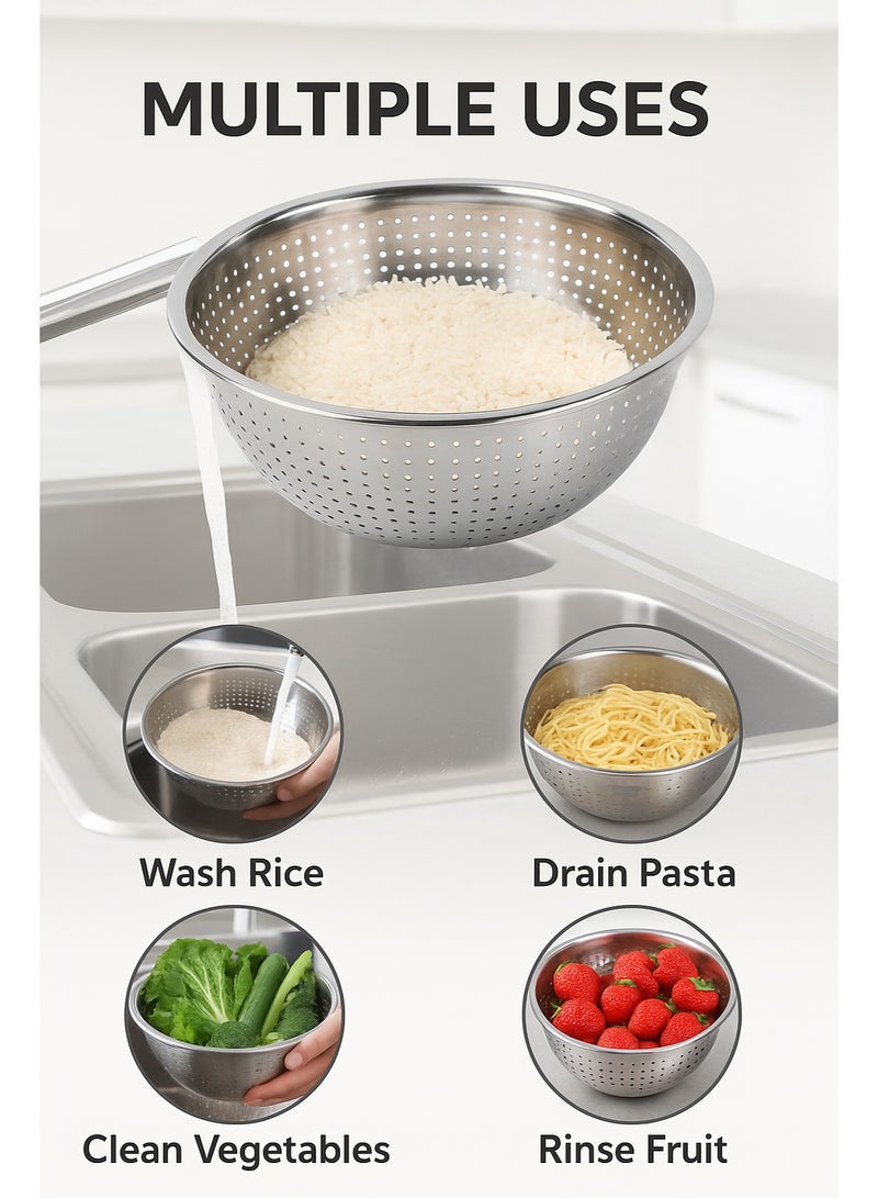سويت هوم سلة غسيل الفواكه والأرز من الستانلس 26سم – مصفاة متعددة الاستخدام للمطبخ والمنزل والمعكرونة - Image 4