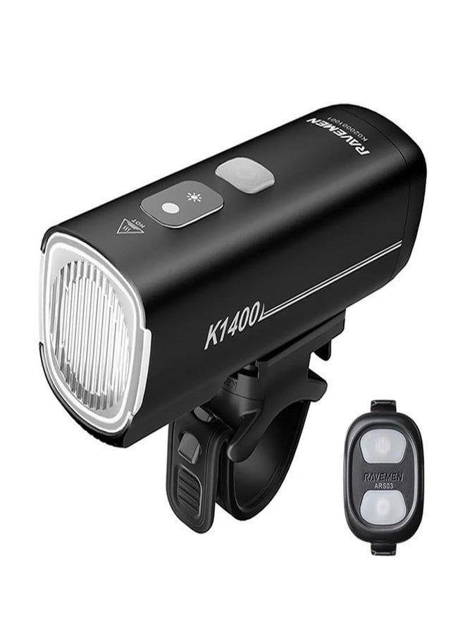 Ravemen K1400 Bike Front Light, AI Night Riding Mode, Versatile USB-C Ports, Unique Wide-Angle Layered Lens with Power Level Indicator, Durable and Waterproof - Image 1