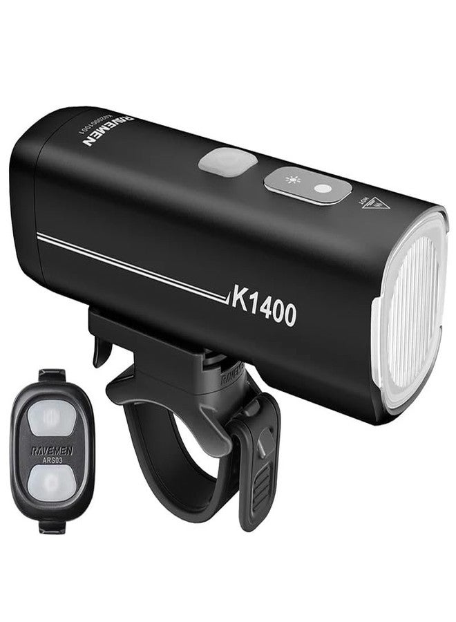 Ravemen K1400 Bike Front Light, AI Night Riding Mode, Versatile USB-C Ports, Unique Wide-Angle Layered Lens with Power Level Indicator, Durable and Waterproof - Image 3