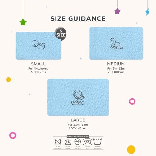R for Rabbit Waterproof Quick Dry Sheet Bliss for Baby | Anti-Piling Fleece Breatheable Fabric Extra Absorbent Instant Dry Baby Bed/Cot Protector Mat (Size-S,Blue) - Image 3
