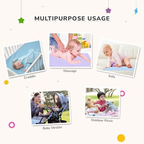 R for Rabbit Waterproof Quick Dry Sheet Bliss for Baby | Anti-Piling Fleece Breatheable Fabric Extra Absorbent Instant Dry Baby Bed/Cot Protector Mat (Size-S,Blue) - Image 4