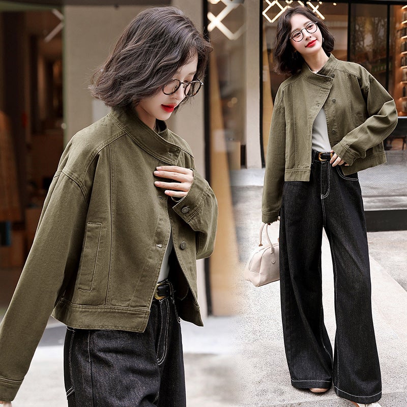 Vintage Hong Kong-Style Maillard Casual Cargo Denim Coat Women'S Autumn Design Sense Niche Jacket Elegant Top Trendy - Image 3