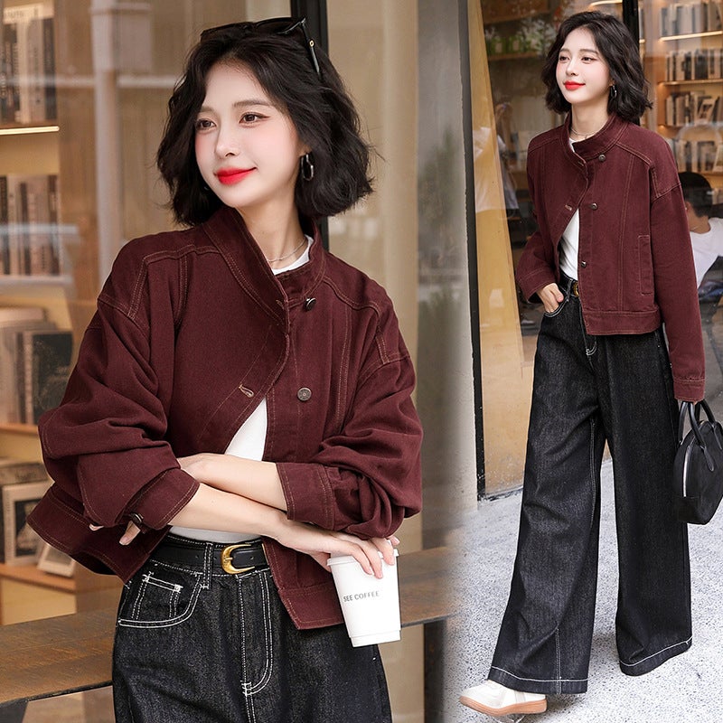 Vintage Hong Kong-Style Maillard Casual Cargo Denim Coat Women'S Autumn Design Sense Niche Jacket Elegant Top Trendy - Image 2