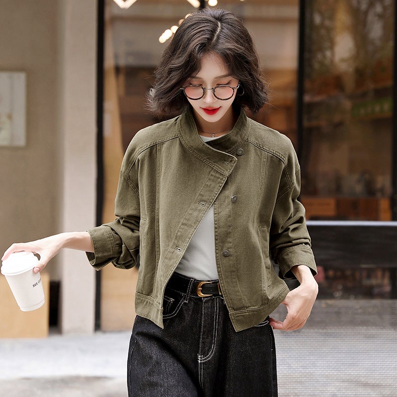 Vintage Hong Kong-Style Maillard Casual Cargo Denim Coat Women'S Autumn Design Sense Niche Jacket Elegant Top Trendy - Image 4