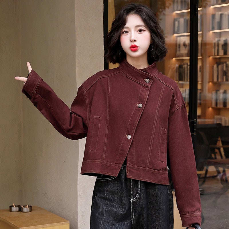 Vintage Hong Kong-Style Maillard Casual Cargo Denim Coat Women'S Autumn Design Sense Niche Jacket Elegant Top Trendy - Image 1