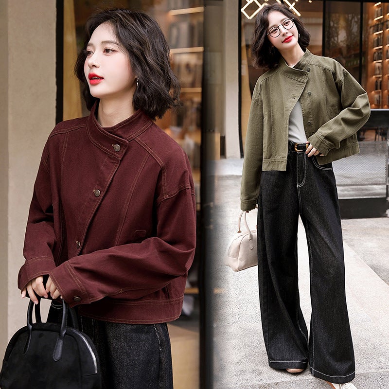 Vintage Hong Kong-Style Maillard Casual Cargo Denim Coat Women'S Autumn Design Sense Niche Jacket Elegant Top Trendy - Image 5