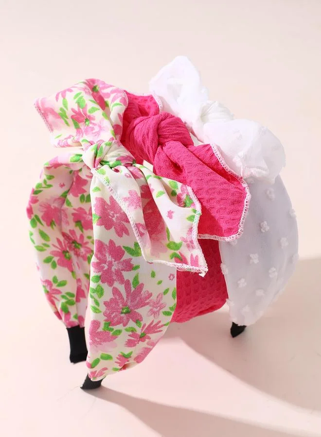 تايك تو Set of 3 - Flower Print Bow Headband