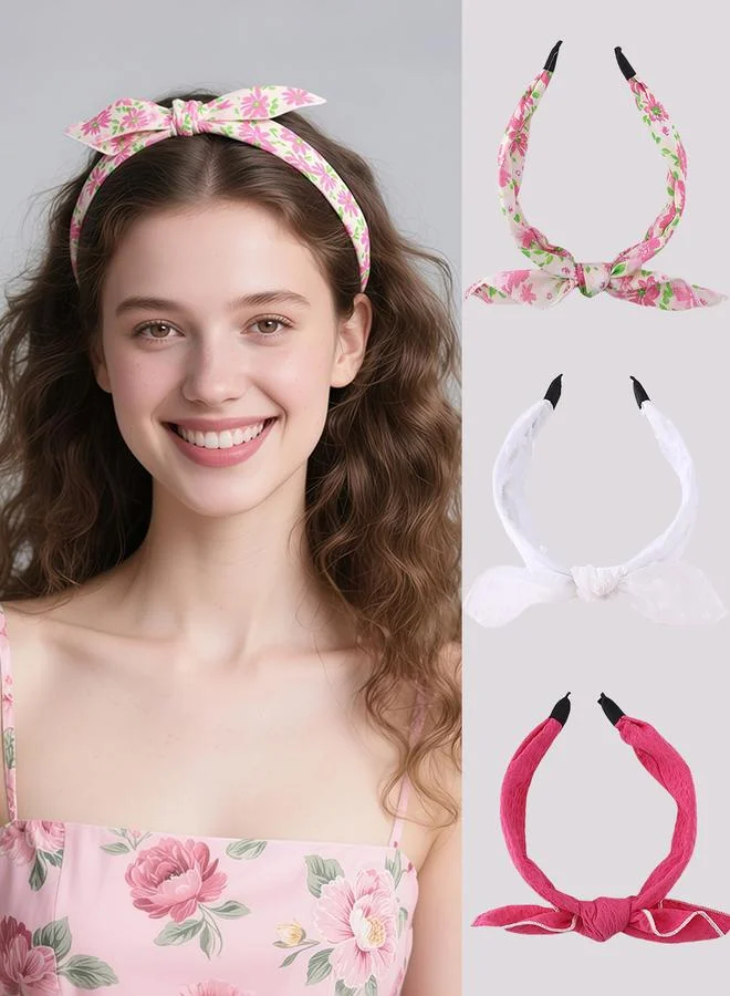 تايك تو Set of 3 - Flower Print Bow Headband