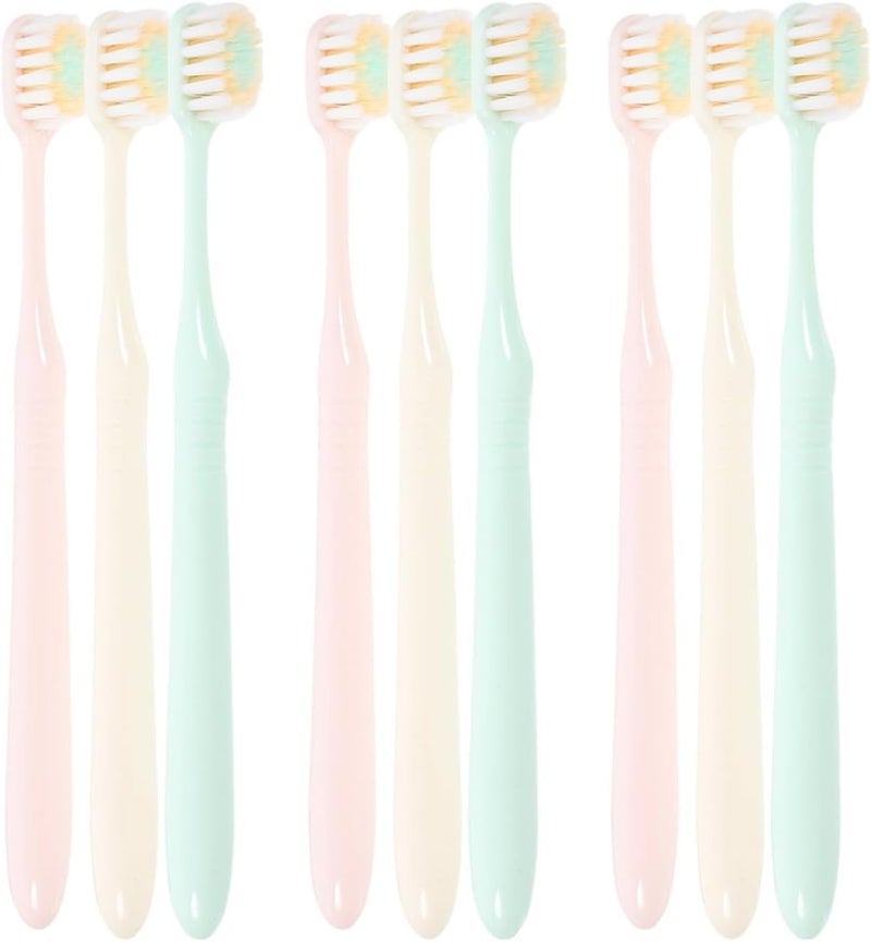 Soft Toothbrushes Wide Brush Head 9pcs, Soft Bristle Manual Toothbrushes for Adults, Household and Travel Use, Oral Care and Deep Cleaning - Image 1