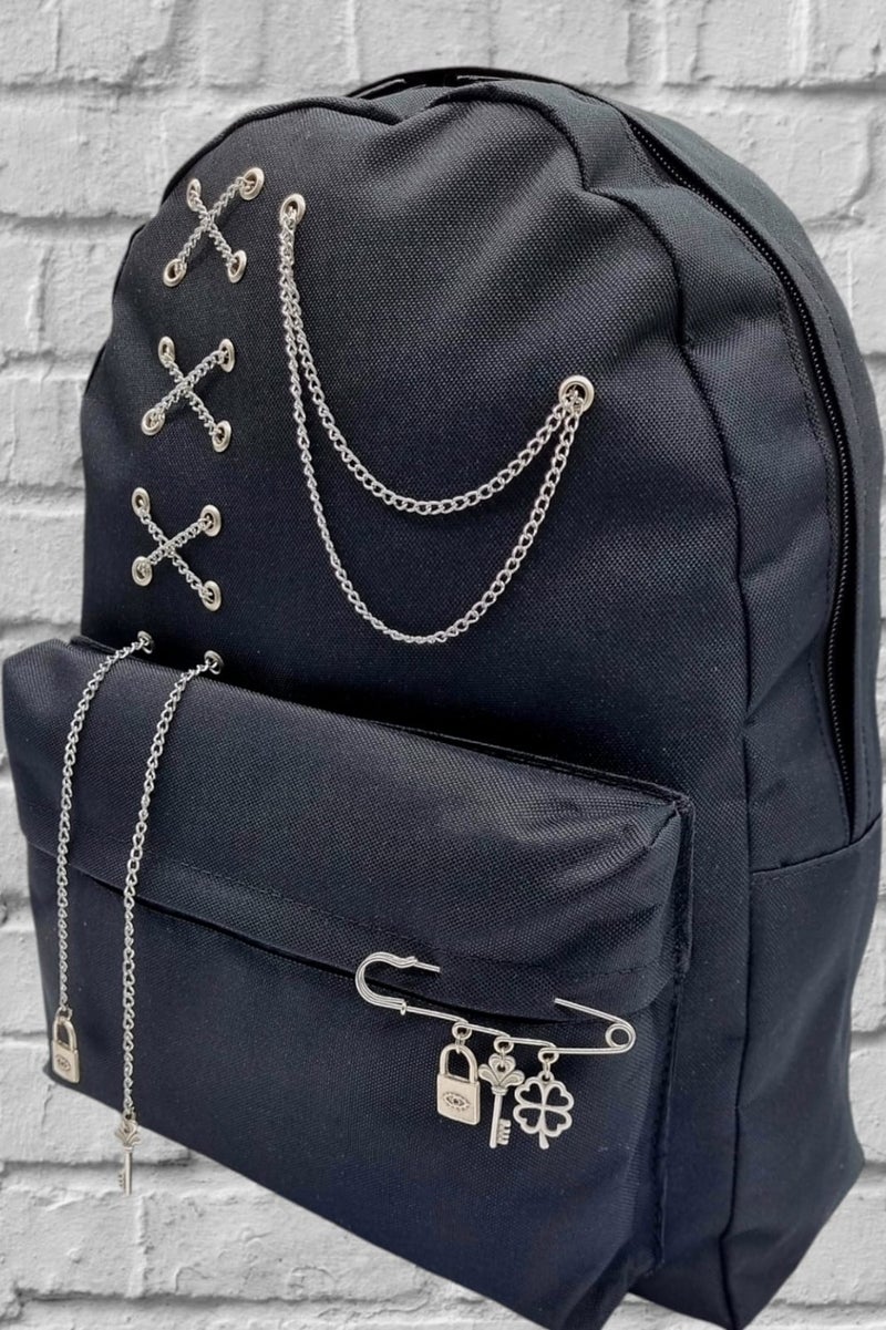 Tezzgelsin Special Design Chain Black Backpack  - Image 1