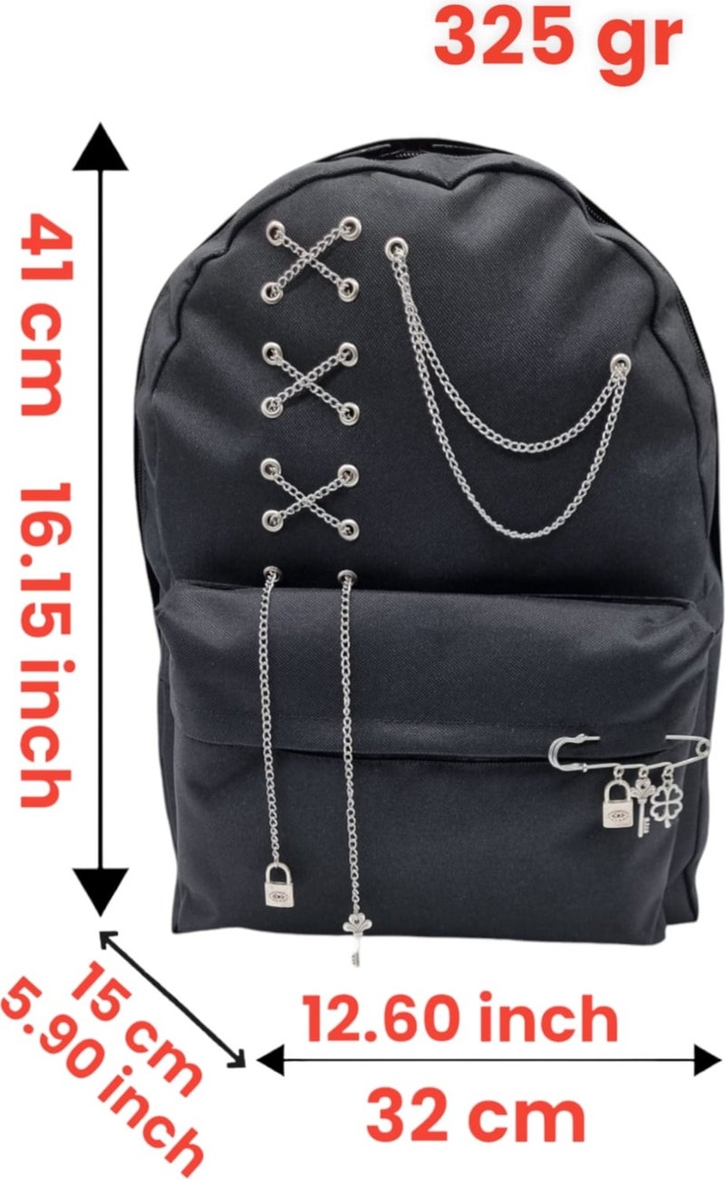 Tezzgelsin Special Design Chain Black Backpack  - Image 2