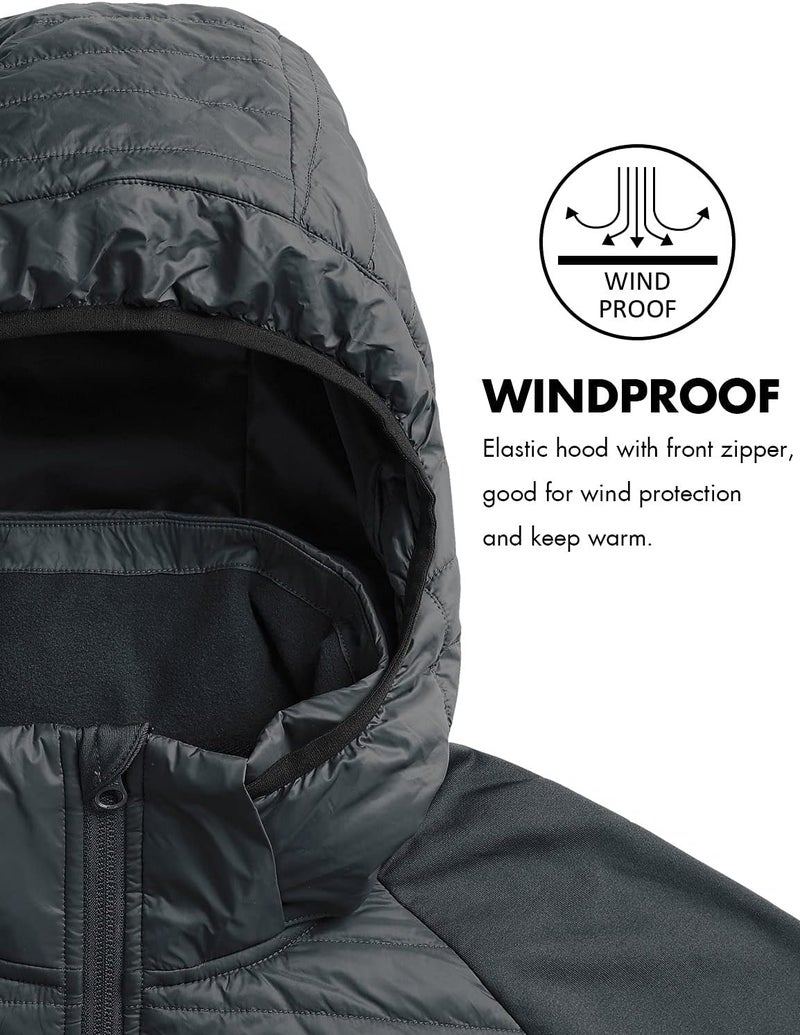 BALEAF Men's Lightweight Warm Puffer Jacket - Water Resistant Thermal Hybrid Hiking Coat - Image 5