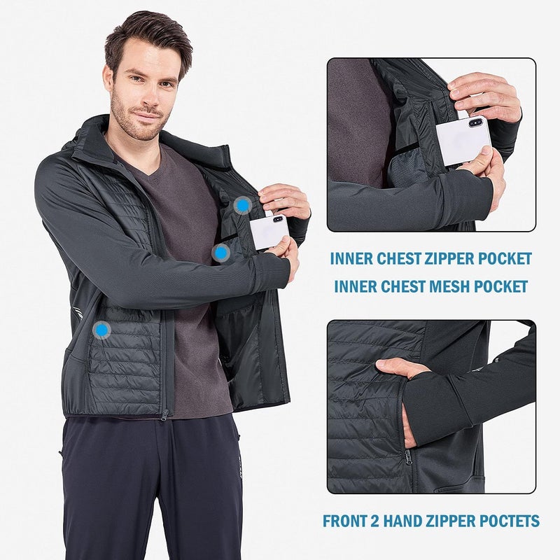 BALEAF Men's Lightweight Warm Puffer Jacket - Water Resistant Thermal Hybrid Hiking Coat - Image 4