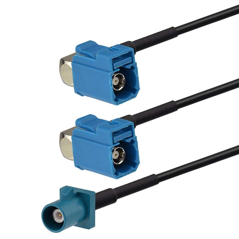Superbat Fakra Splitter, Fakra Cable Male to Female RG174 Coaxial Cable Y Type Splitter for Car Stereo GPS Antenna Extension Cable, 2Ft - Image 1