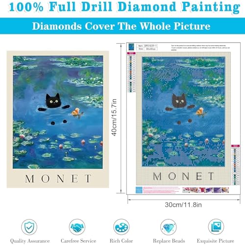 KICHANG 3 Pack Cat Diamond Art Kits for Adults Beginner,DIY Modern Diamond Painting 5D Round Full Drill Diamond Dots Gem Art Crafts with Tools,Funny Crafts for Home Wall Decor&Gift-12x16in - Image 4