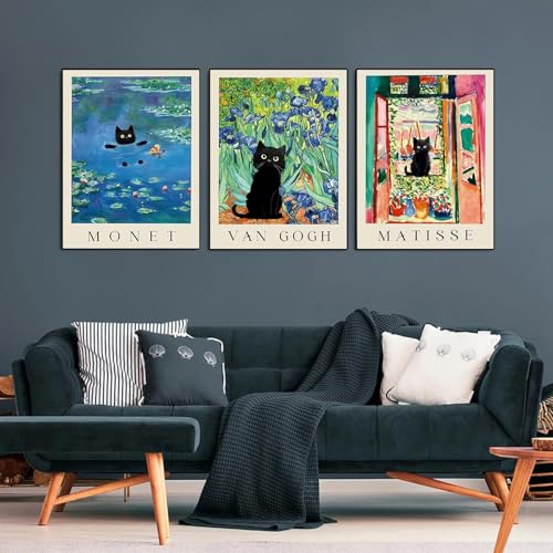 KICHANG 3 Pack Cat Diamond Art Kits for Adults Beginner,DIY Modern Diamond Painting 5D Round Full Drill Diamond Dots Gem Art Crafts with Tools,Funny Crafts for Home Wall Decor&Gift-12x16in - Image 2