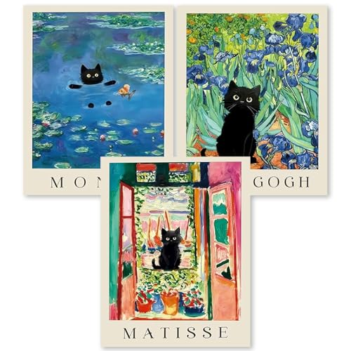 KICHANG 3 Pack Cat Diamond Art Kits for Adults Beginner,DIY Modern Diamond Painting 5D Round Full Drill Diamond Dots Gem Art Crafts with Tools,Funny Crafts for Home Wall Decor&Gift-12x16in - Image 1