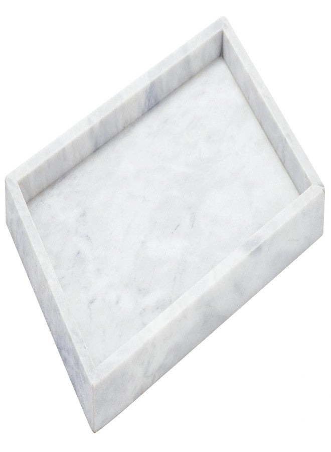 Moreast Real Natural Marble Vanity Tray, Genuine Marble Storage Tray for Cosmetics/Jewelry, Non-Resin/Non-Ceramic, Dresser Organizer Tray, Bathroom Tray, Home Decor, Kitchen, Coffee Table, 12 x 8 inch - Image 1