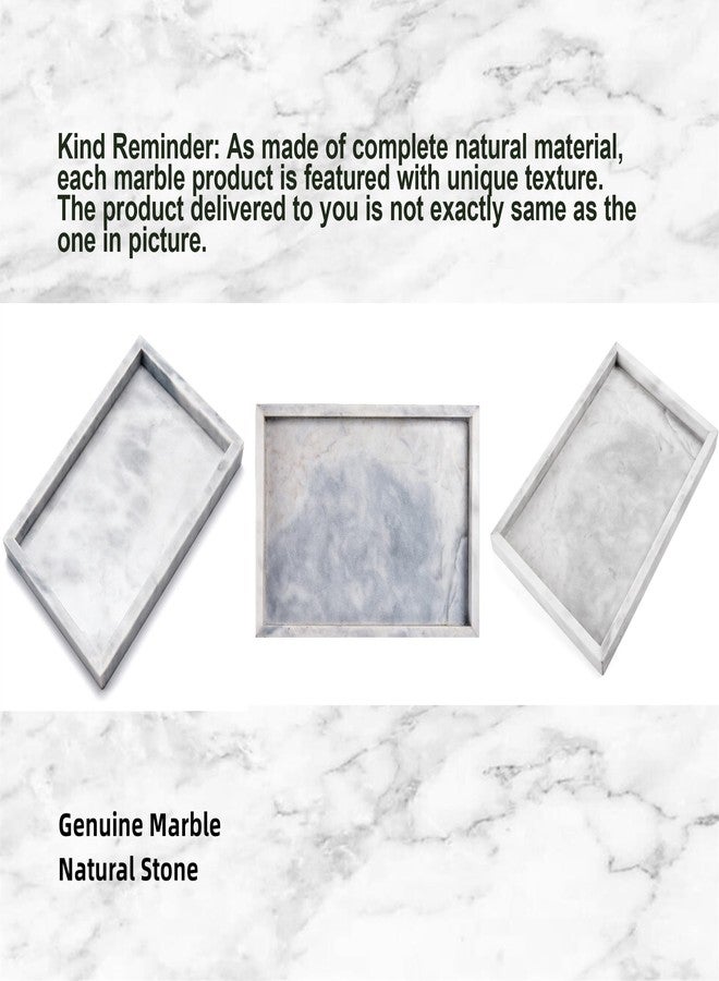 Moreast Real Natural Marble Vanity Tray, Genuine Marble Storage Tray for Cosmetics/Jewelry, Non-Resin/Non-Ceramic, Dresser Organizer Tray, Bathroom Tray, Home Decor, Kitchen, Coffee Table, 12 x 8 inch - Image 3