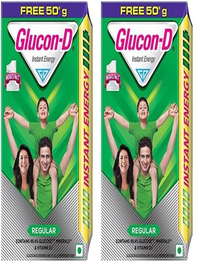 Glucon-D Regular Glucose Powder(450g+ 50g, Refill)| For Tasty Glucose Drink| Provides Instant Energy| Vitamin D2 Supports Immunity (Pack of 2) - Image 1