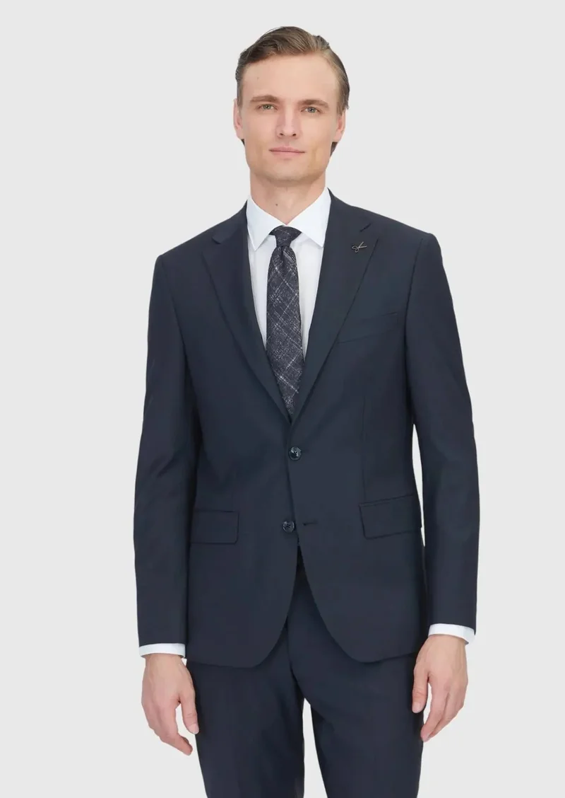 RAMSEY Black Micro Modern Fit Wool Blended Suit