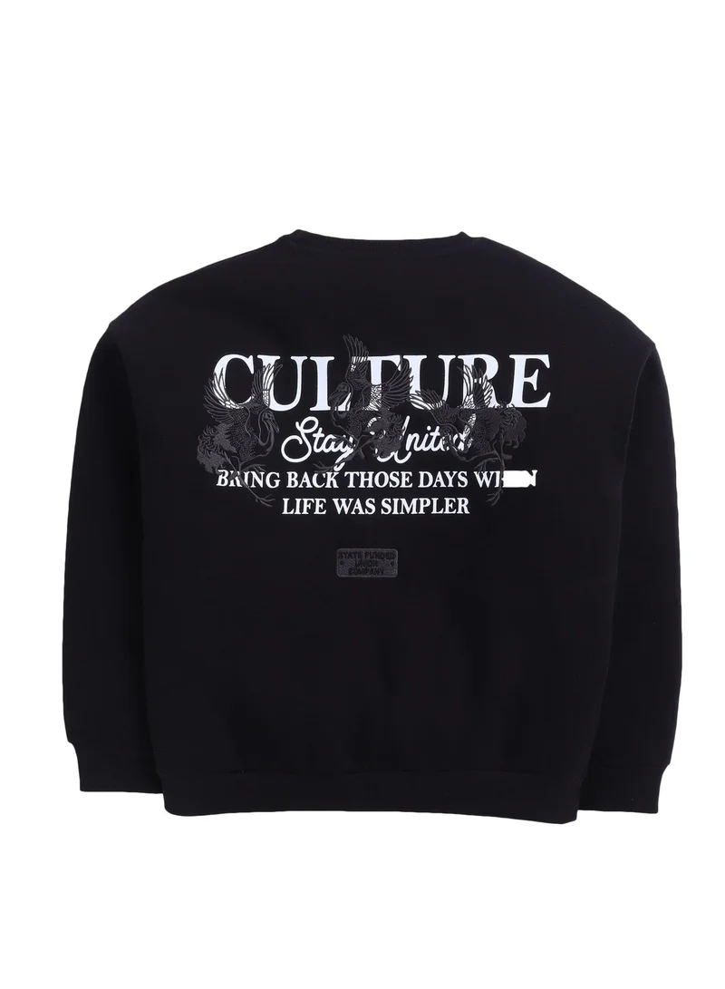 Victor And Jane  Boys' Black “Culture Stay United” Graphic Sweatshirt for Men | Best Price UAE