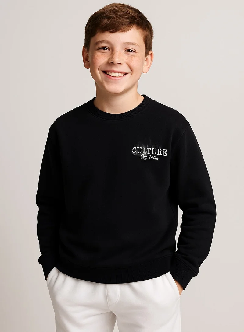 Victor And Jane  Boys' Black “Culture Stay United” Graphic Sweatshirt for Men | Best Price UAE