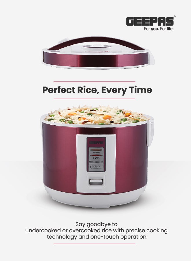 GEEPAS Multifunctional Automatic Rice Cooker with Stainless Steel Body & Non-Stick Inner Pot 1.5 L 708 W GRC4328N Red - Image 3