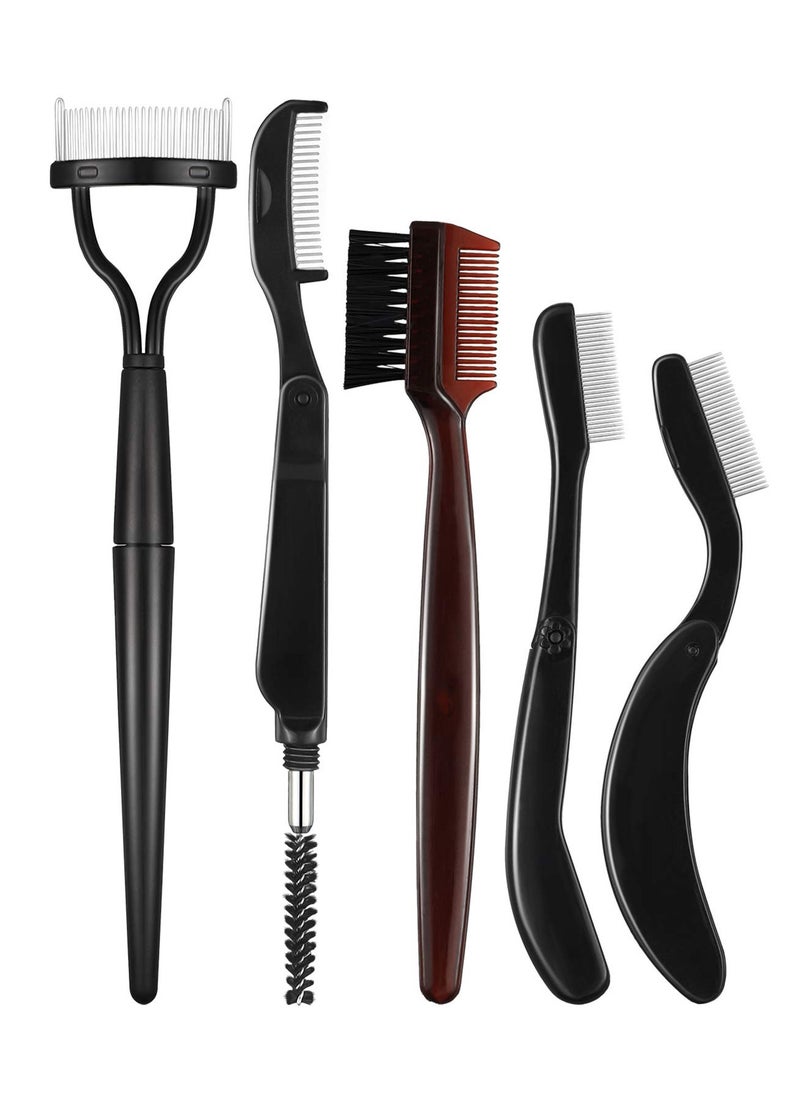 SYOSI - 5 Pieces Folding Eyebrow Comb Stainless Steel Grooming Brush and Eyelash Separator Mascara Applicator Eyebrow and Eyelash Brush - Image 1
