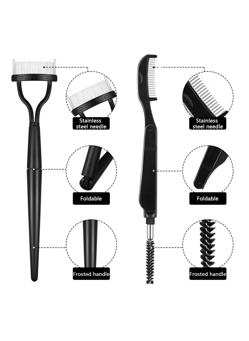 SYOSI - 5 Pieces Folding Eyebrow Comb Stainless Steel Grooming Brush and Eyelash Separator Mascara Applicator Eyebrow and Eyelash Brush - Image 1