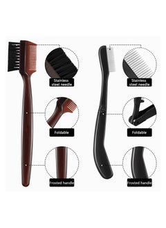SYOSI 5 Pieces Folding Eyebrow Comb Stainless Steel Grooming Brush and Eyelash Separator Mascara Applicator Eyebrow and Eyelash Brush  - Image 4