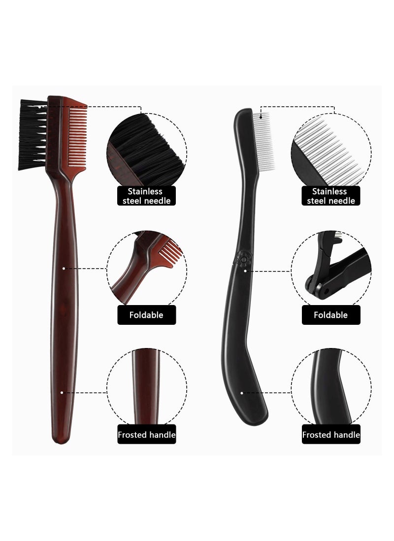 SYOSI - 5 Pieces Folding Eyebrow Comb Stainless Steel Grooming Brush and Eyelash Separator Mascara Applicator Eyebrow and Eyelash Brush - Image 1