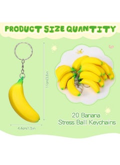 Jexine 20 Pack Banana Keychains Stretchy Toys Banana Squishy Fidget Toys Banana Stress Toy For Birthday Party Favors Supplies School Carnival Prizes Party Gift Bag Fillers  - Image 3