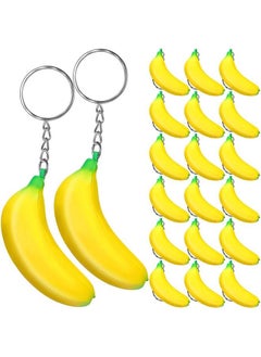 Jexine 20 Pack Banana Keychains Stretchy Toys Banana Squishy Fidget Toys Banana Stress Toy For Birthday Party Favors Supplies School Carnival Prizes Party Gift Bag Fillers  - Image 1