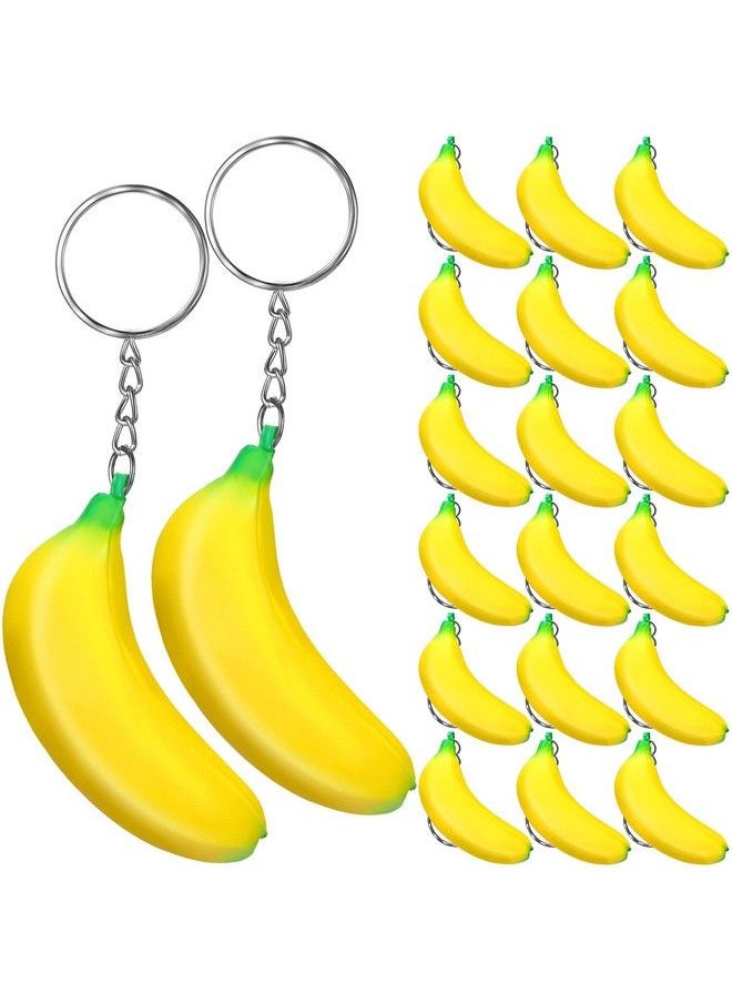 Jexine 20 Pack Banana Keychains Stretchy Toys Banana Squishy Fidget Toys Banana Stress Toy For Birthday Party Favors Supplies School Carnival Prizes Party Gift Bag Fillers  - Image 1
